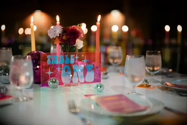 Quirky Disco Elegance Wedding Candle Centerpiece