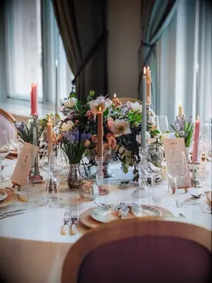 Colorful Tapers in Crystal Wedding Candle Centerpiece