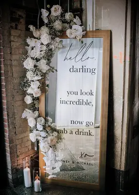 Formal funny mirror wedding bar sign