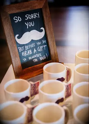 Moustache pun funny wedding favor table sign