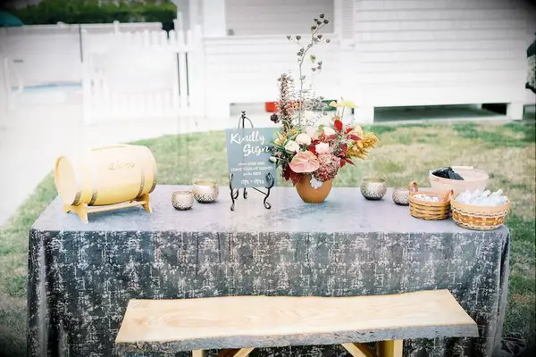 wood bench guest book idea