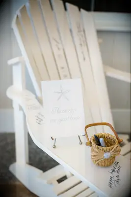 white Adirondack chair unique wedding guest book idea