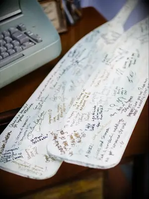 Wood oar guest book