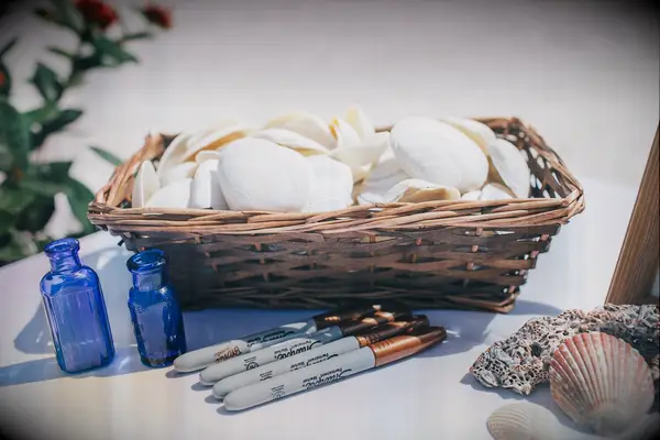 seashell alternative wedding guest book idea