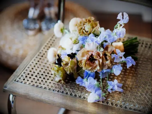 bouquet with purple sweet pea flowers