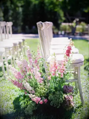 pink delphinium aisle decoration