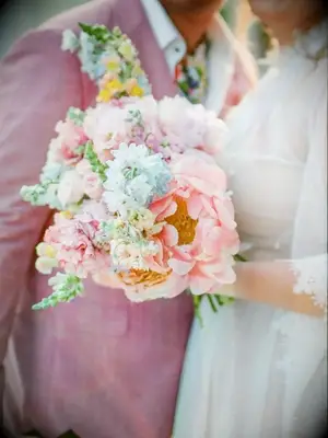 colorful pink-and-blue wedding bouquet