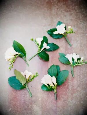 white freesia wedding boutonnieres