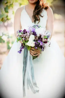 Purple Rose, Lilac and Sweet Pea Bouquet