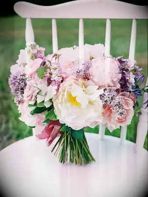 Pink Garden Rose, Lavender and Lilac Bouquet