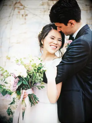 Spring Lilac Bouquet with Blush Ribbon