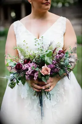 Purple-and-Green Lilac Bouquet for Wedding