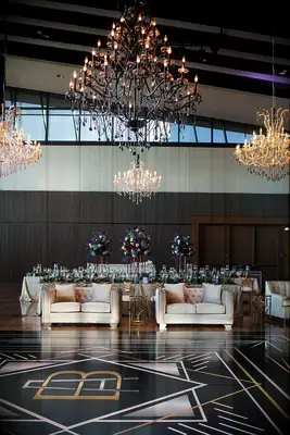 Great Gatsby themed monogram wedding dance floor