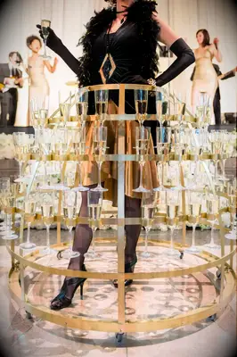 Art Deco Champagne Servers at Great Gatsby themed wedding