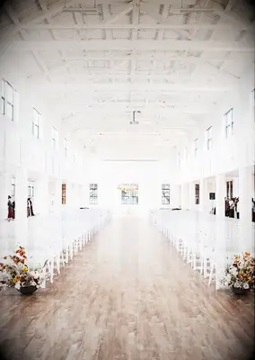 An indoor wedding ceremony space at Building 177 in San Diego, California