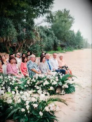 Guests at beach wedding in Thailand