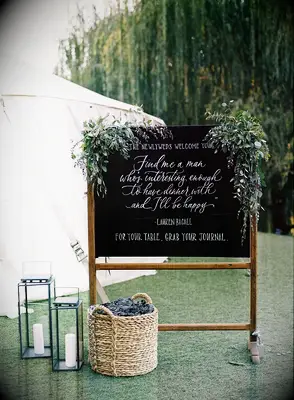 A Touch of Greenery Welcome Chalkboard Sign