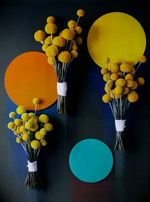 Yellow Craspedia Wedding Bouquets for a retro-style wedding decor