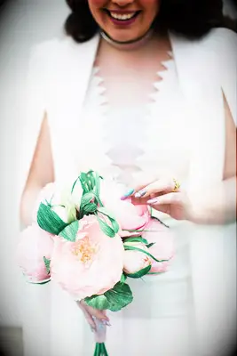 Crepe Paper Peony Bouquet in pale pink