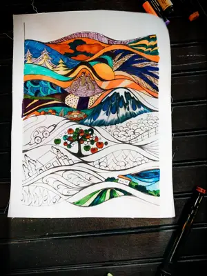 Quilt square colored with fabric markers