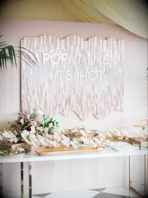 Popsicle station with pink backdrop