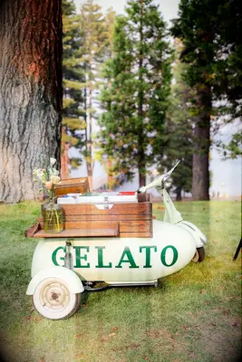 Gelato cart for outdoor wedding reception