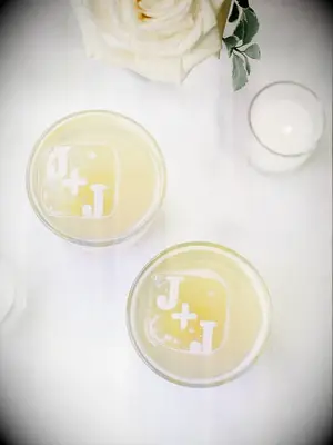 Signature cocktails with monogrammed ice cubes