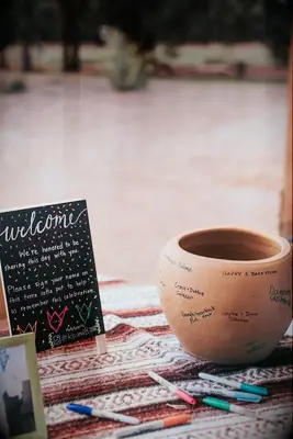 Terracotta wedding guest book for the best wedding decor