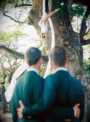 Aerial Silk Performance for modern wedding entertainment