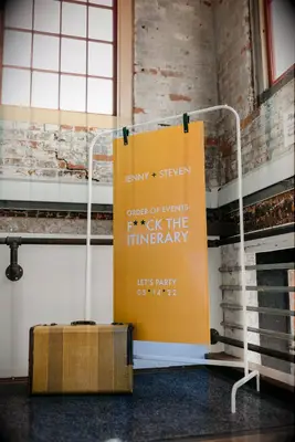 Unique wedding sign for a fun film-inspired reception