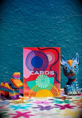 Brightly colored wedding card sign 