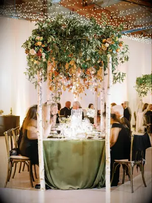 Aspen Tree Canopy Centerpiece for a rustic reception