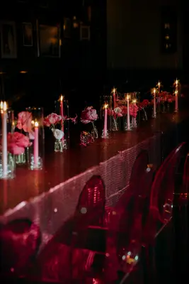 Pink flower and candles