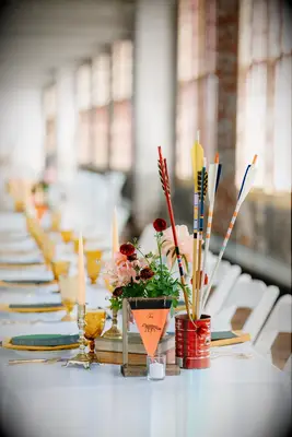 Summer camp themed centerpiece