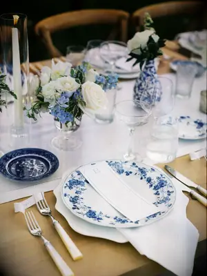 Coastal blue and white florals