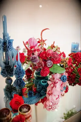 Bold red and blue florals