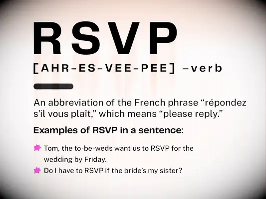 RSVP meaning definition card of what it stands for