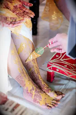 haldi paste application at Indian wedding