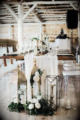 rustic tablescape with lanterns