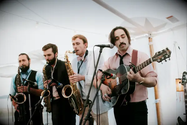 Bluegrass band performing romantic songs for wedding.