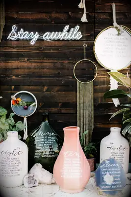 Boho vases for wedding table numbers