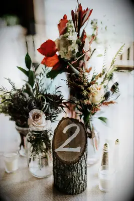 Wood stump wedding table numbers 