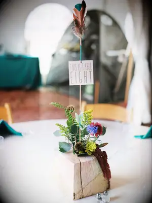 Rough-hewn block wedding table number