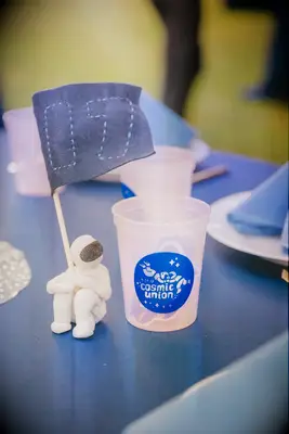 Space-themed wedding table numbers