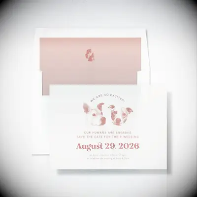 Custom pet portrait save the date cards from Tartarusfarms