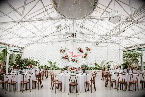 Disco ball and greenery wedding decor ideas