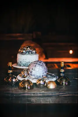 Disco ball themed wedding reception cakes