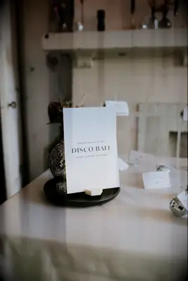 Disco escort cards for your wedding reception