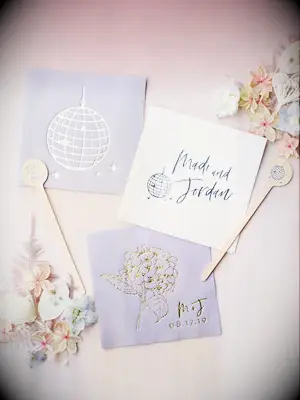 disco themed wedding cocktail napkins