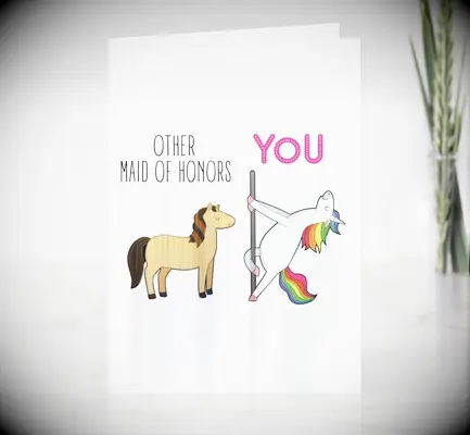 Funny Unicorn Maid of Honor Card